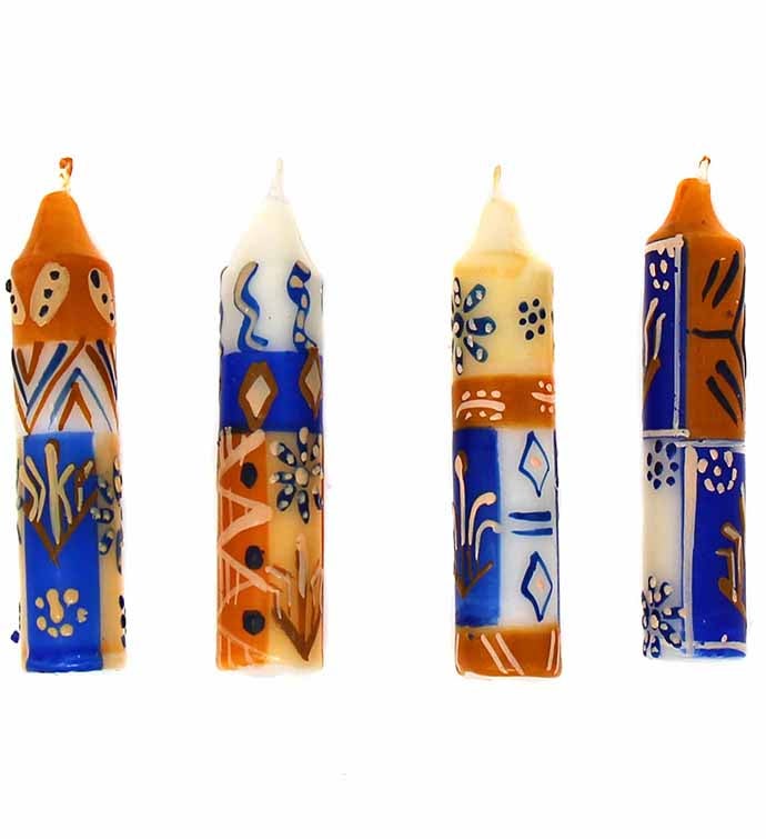 Hand-painted 4" Dinner Or Shabbat Candles